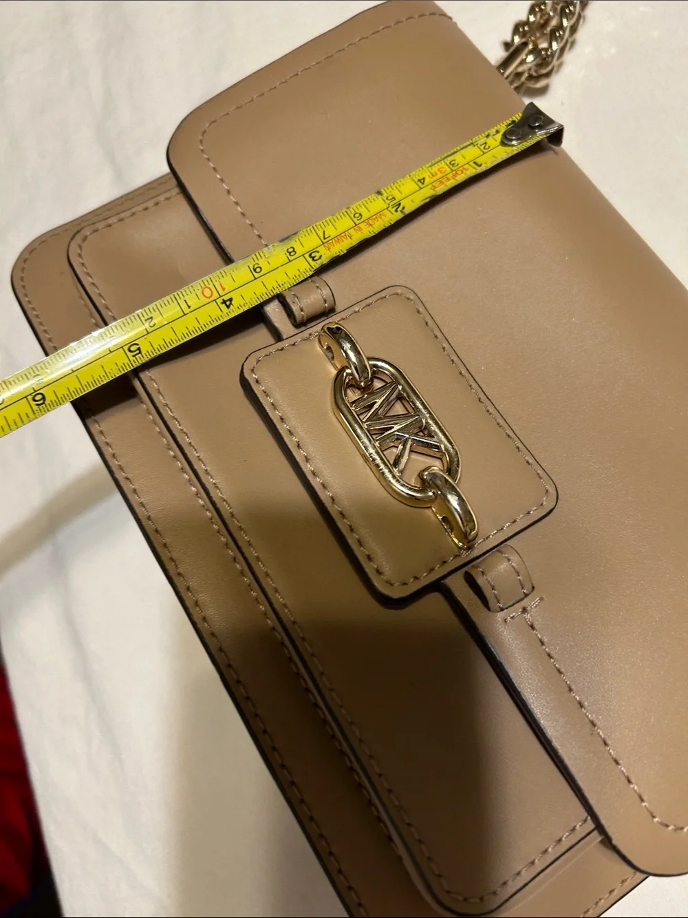Michael Kors Taupe Crossbody Bag with Gold Chain